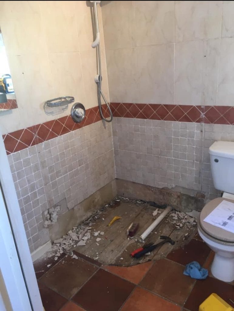 Bathroom stripped back to the walls during a Cape Town renovation