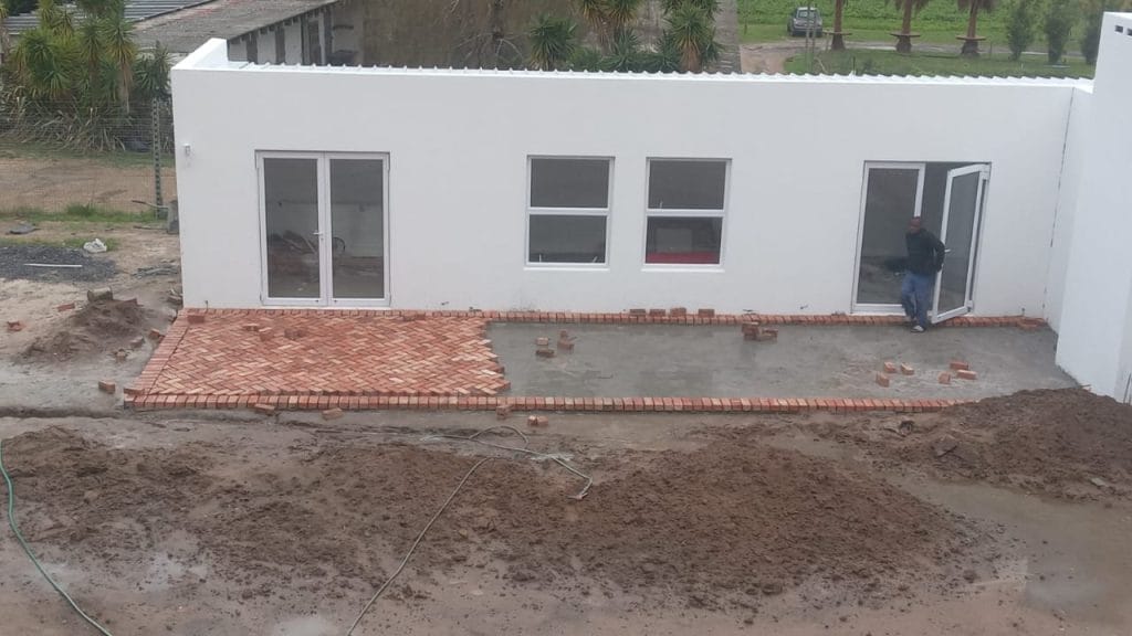 Single-storey face-brick home under construction in Cape Town