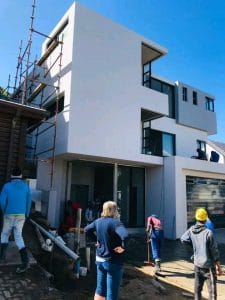 Construction team building a modern Cape Town home