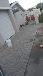 Completed paved driveway beside a home in Cape Town