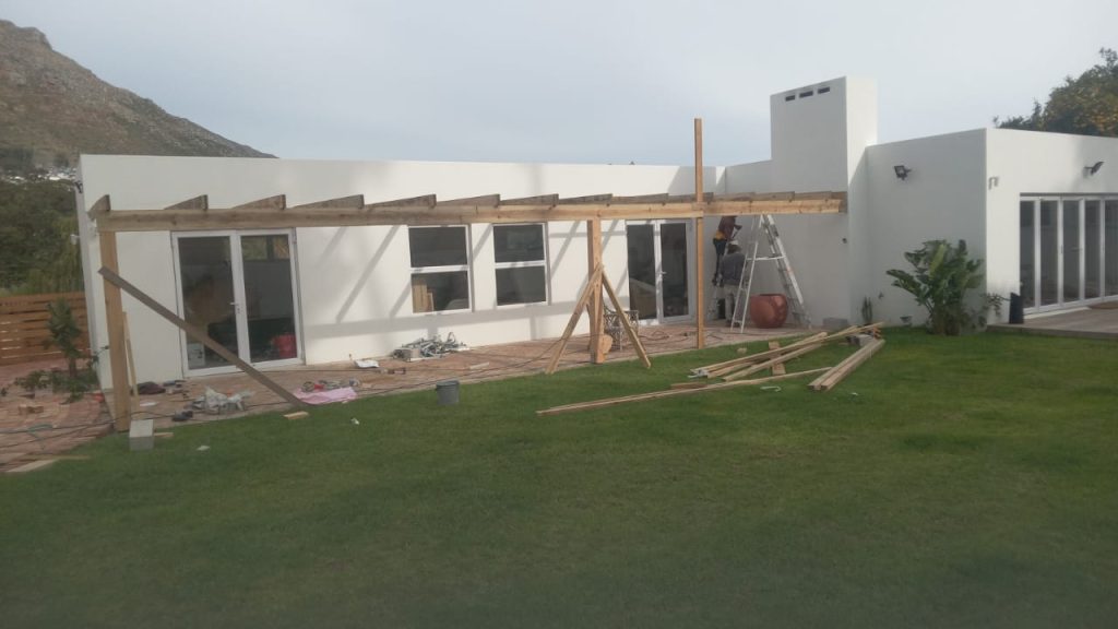 White home being renovated in Cape Town