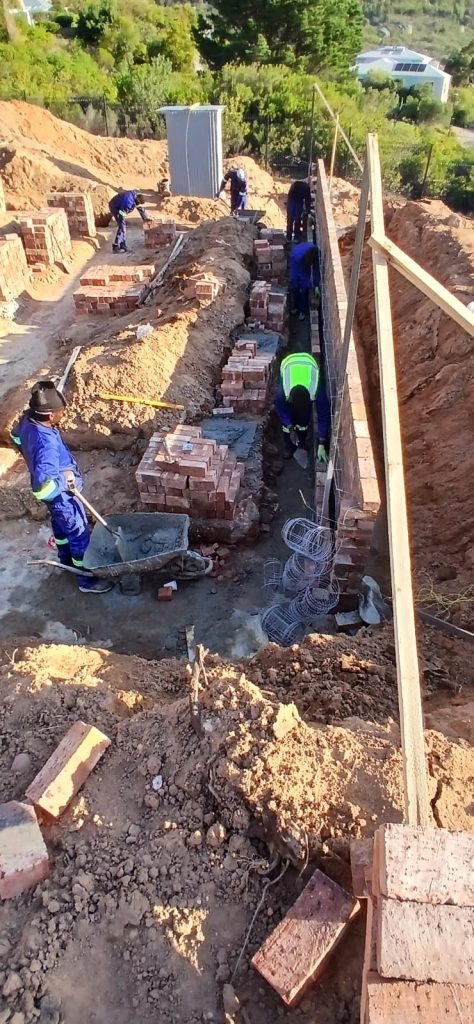 Workers building foundation footings in Cape Town
