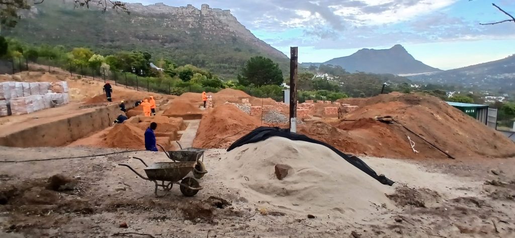 Foundation brickwork during construction in Cape Town