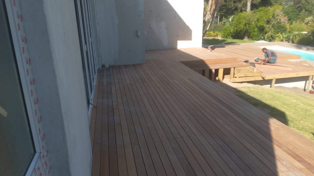 Completed timber deck alongside a home