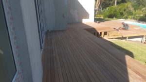 Completed timber deck alongside a home