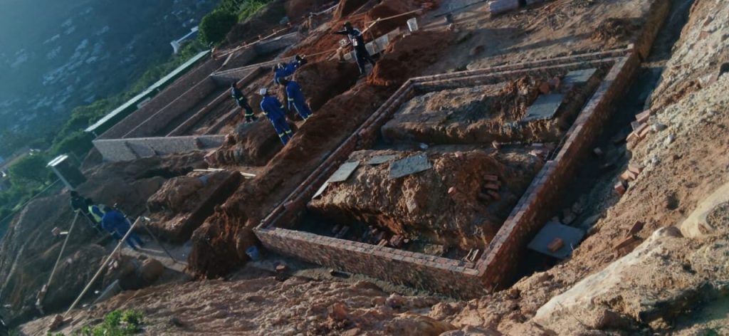 Steel-reinforced concrete foundation for a new build in Cape Town