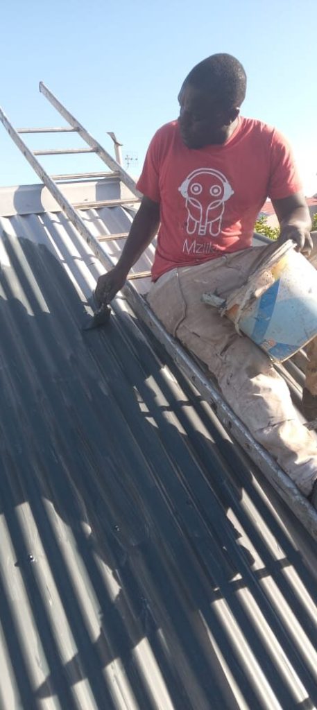 Around The House painter applying roof coating on a Cape Town roof