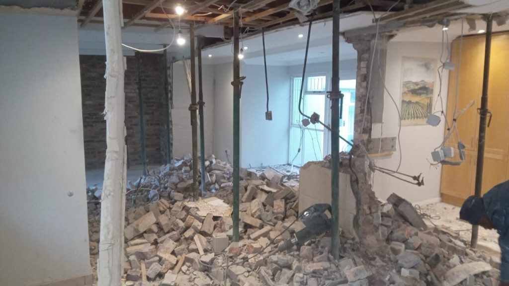 Interior walls opened up during a Cape Town home renovation